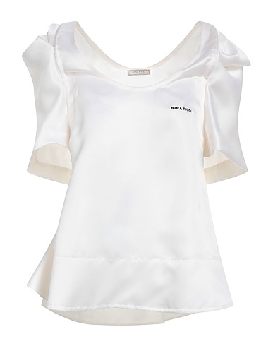 NINA RICCI Silk top Ivory 100% Silk, Polyamide, Elastane