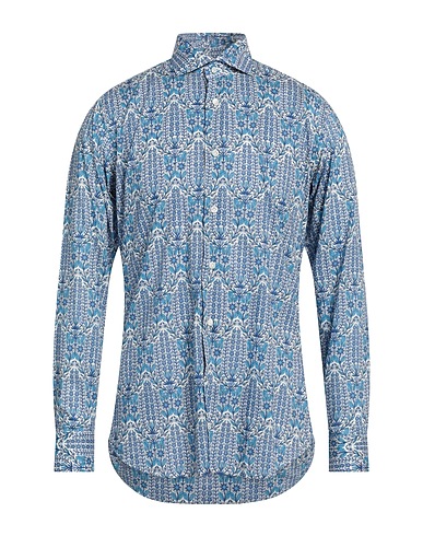 GUGLIELMINOTTI Patterned shirt Azure 100% Cotton
