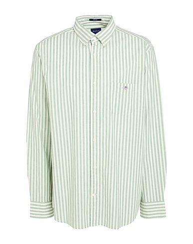 GANT Striped shirt Sage green 70% Cotton, 30% Linen