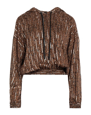 PINKO UNIQUENESS Hooded track jacket  Brown 92% Viscose, 8% Metallic fiber