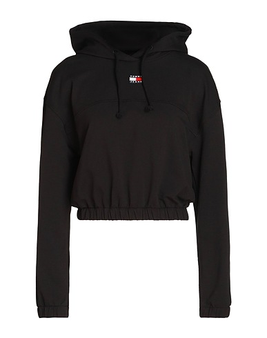 TOMMY JEANS Hooded track jacket  Black 96% Cotton, 4% Elastane