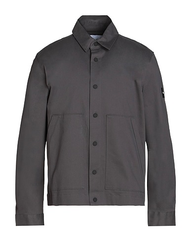 CALVIN KLEIN Solid colour shirt Lead 98% Cotton, 2% Elastane