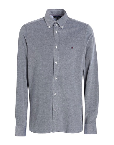 TOMMY HILFIGER Solid colour shirt Navy blue 100% Cotton