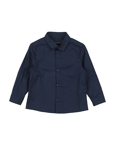 DANIELE ALESSANDRINI Solid color shirt Midnight blue 97% Cotton, 3% Elastane