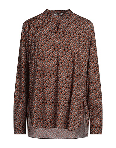 CALIBAN Patterned shirts & blouses Brown 97% Cotton, 3% Elastane