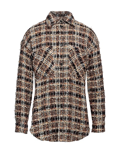 FAITH CONNEXION Checked shirt Gold 61% Synthetic fibers, 19% Wool, 11% Cotton, 5% Mohair wool, 4% Metallic Polyester