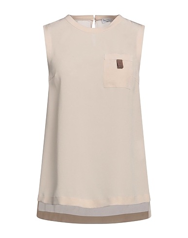 BRUNELLO CUCINELLI Silk top Beige 100% Silk, Ecobrass, Acetate