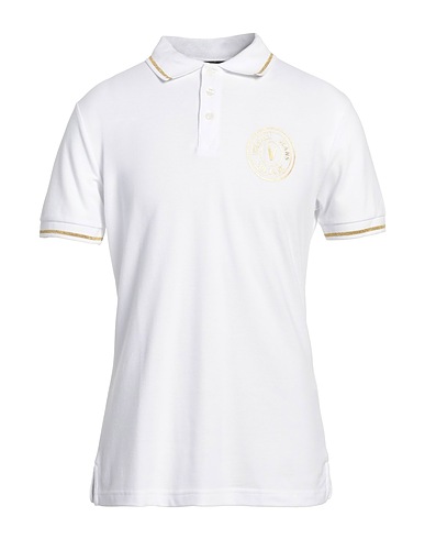 VERSACE JEANS COUTURE Polo shirt BIANCO 100% Cotton, Polyester, Elastane, Metallic fiber