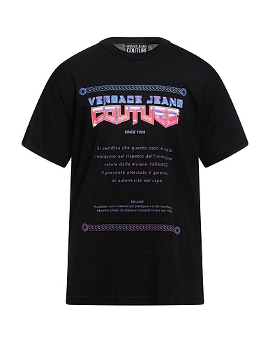 VERSACE JEANS COUTURE T-shirt Black 100% Cotton, Organic cotton