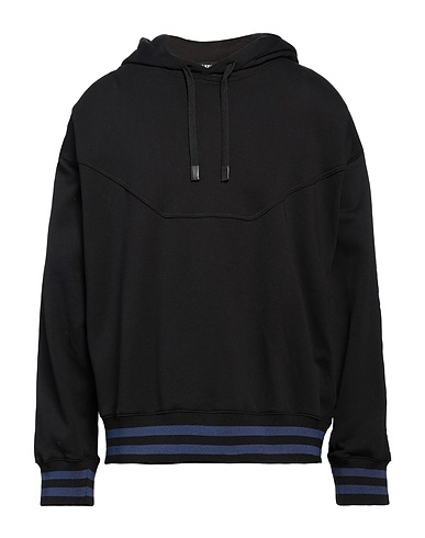 VERSACE JEANS COUTURE Hooded sweatshirt Black 100% Cotton, Polyester, Polyamide, Elastane