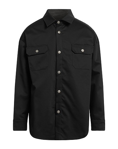 424 FOURTWOFOUR Solid color shirt Black 100% Cotton