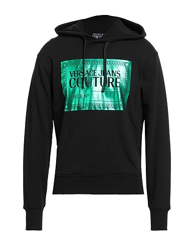VERSACE JEANS COUTURE Hooded track jacket  Green 100% Cotton, Elastane