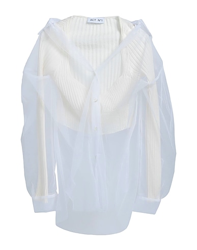 ACT N°1 Solid colour shirts & blouses Ivory 100% Polyamide, Wool
