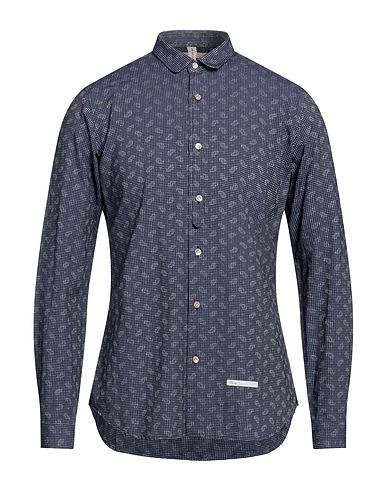 DNL Checked shirt Midnight blue 70% Cotton, 30% Polyester, Polyamide