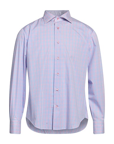 CALIBAN Checked shirt Sky blue 100% Cotton