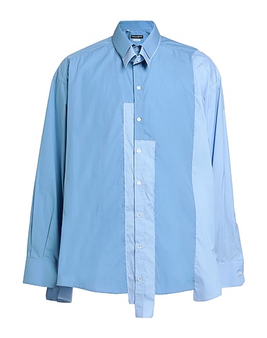 DOLCE&GABBANA Patterned shirt Pastel blue 70% Cotton, 23% Polyamide, 7% Elastane