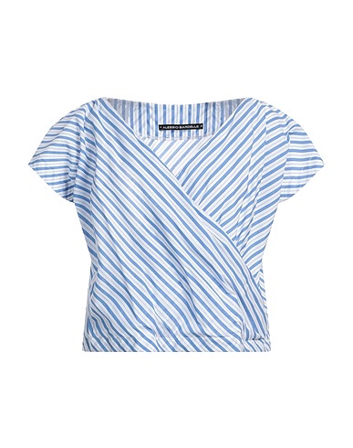 ALESSIO BARDELLE Striped shirt Azure 60% Cotton, 37% Nylon, 3% Elastane