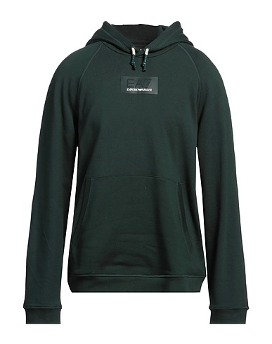 EA7 Hooded track jacket  Dark green 100% Cotton, Elastane