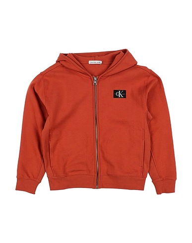 CALVIN KLEIN JEANS Hooded track jacket  Rust 100% Cotton, Elastane