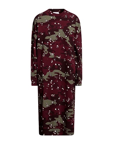 MAISON KITSUNÉ Midi dress Burgundy 100% Cotton