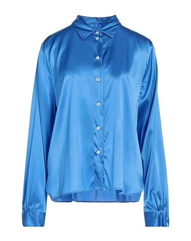 ROBERT FRIEDMAN Solid colour shirts & blouses Azure 93% Silk, 7% Elastane