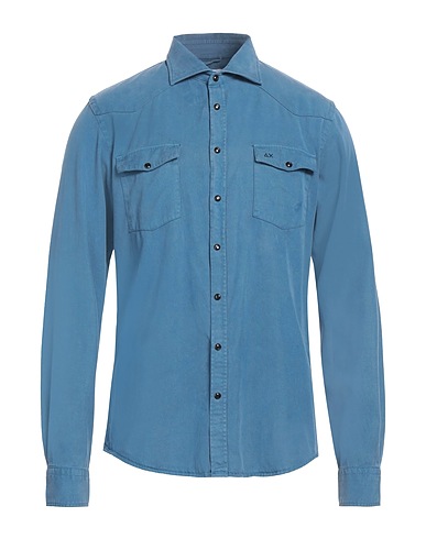 SUN 68 Solid colour shirt Blue 65% Tencel™, 35% Cotton