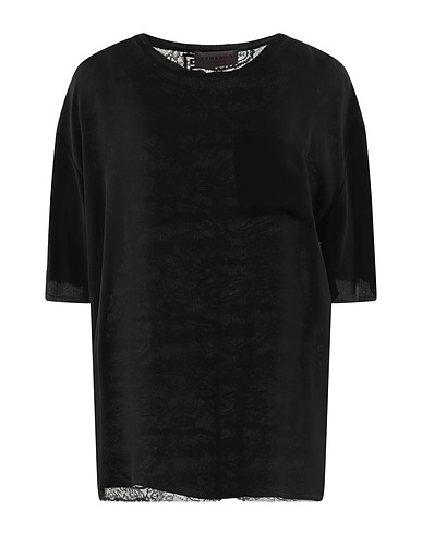 ERMANNO FIRENZE Top Black 65% Acetate, 35% Silk, Polyamide