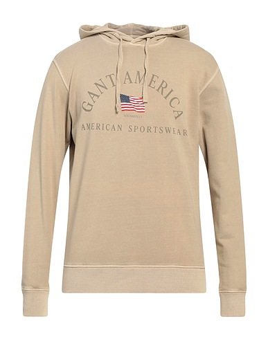 GANT Hooded track jacket  Beige 100% Cotton, Elastane