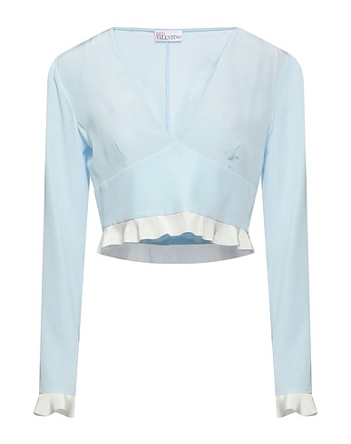 REDValentino Silk top Sky blue 100% Silk, Polyester