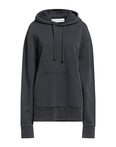 JW ANDERSON Hooded track jacket  Charcoal 100% Cotton, Elastane