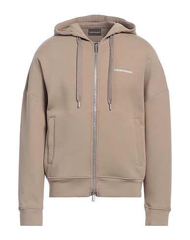 EMPORIO ARMANI Hooded track jacket  Sand 76% Cotton, 18% Polyester, 6% Elastane