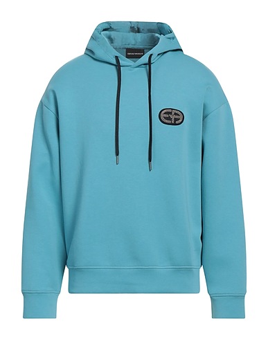EMPORIO ARMANI Hooded track jacket  Sky blue 76% Cotton, 18% Polyester, 6% Elastane