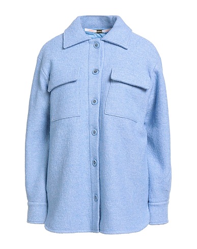 SUN 68 Solid colour shirts & blouses Sky blue 53% Wool, 47% Viscose