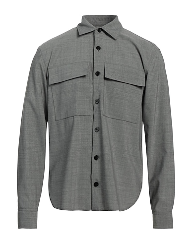 CALVIN KLEIN Solid color shirt Charcoal 58% Wool, 41% Polyester, 1% Elastane