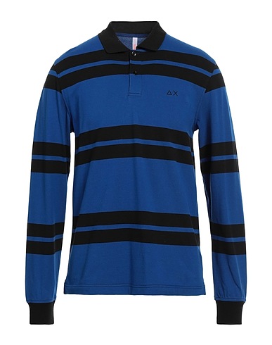 SUN 68 Polo shirt Blue 95% Cotton, 5% Elastane