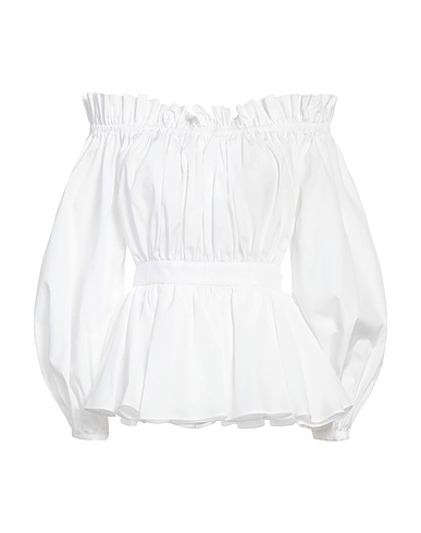 MCQUEEN Off-the-shoulder top White 100% Cotton
