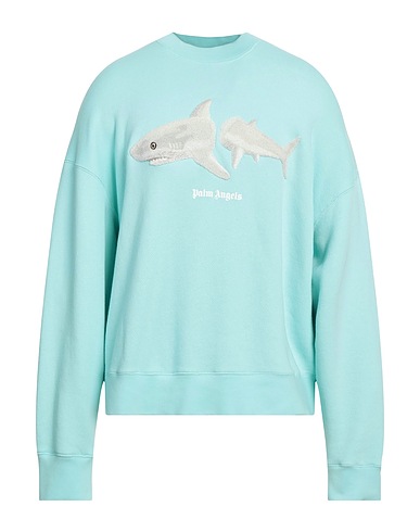 PALM ANGELS Sweatshirt Turquoise 100% Cotton, Elastane, Wool, Acrylic, Viscose