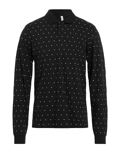 SUN 68 Polo shirt Black 95% Cotton, 5% Elastane