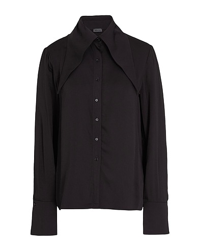 8 by YOOX Solid color shirts & blouses POINTED-COLLAR SHIRT
 Black 100% Viscose