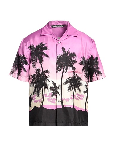 PALM ANGELS Patterned shirt Mauve 100% Silk, Polyester
