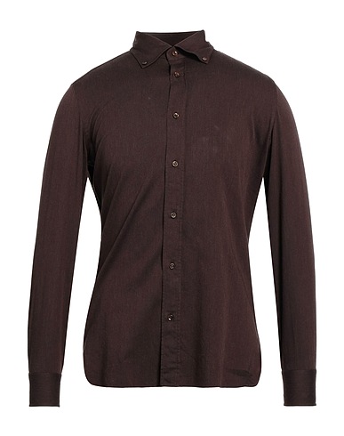 GIAMPAOLO Chemise de couleur unie Moka 100% Coton