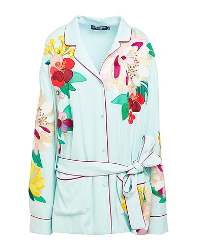 DOLCE&GABBANA Floral shirts & blouses Sky blue 94% Silk, 6% Elastane
