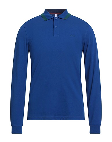 SUN 68 Polo shirt Blue 95% Cotton, 5% Elastane