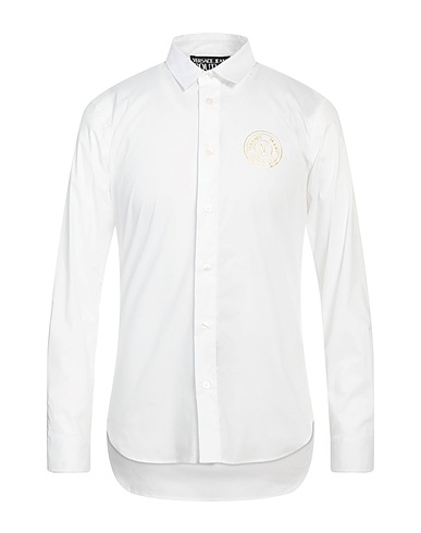 VERSACE JEANS COUTURE Solid colour shirt White 97% Cotton, 3% Elastane