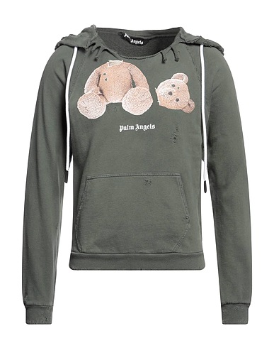 PALM ANGELS Hooded track jacket  Military green 100% Cotton, Elastane
