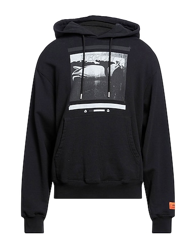 HERON PRESTON Hooded track jacket  Black 100% Cotton, Elastane