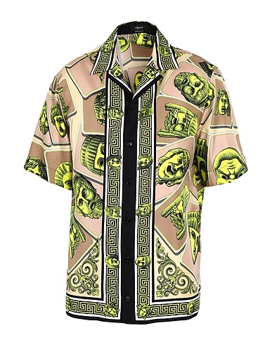 VERSACE Patterned shirt Beige 100% Silk