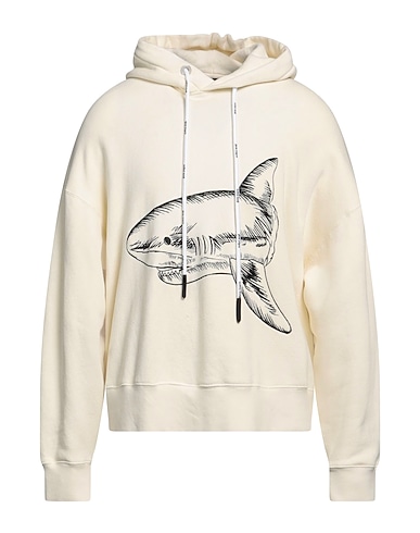 PALM ANGELS Hooded track jacket  Ivory 97% Cotton, 3% Elastane