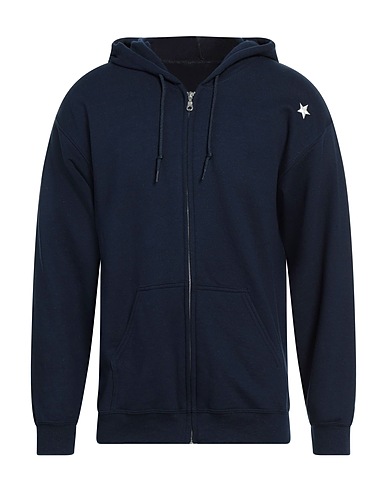 THE EDITOR Hooded track jacket  Navy blue 50% Cotton, 50% Polyester