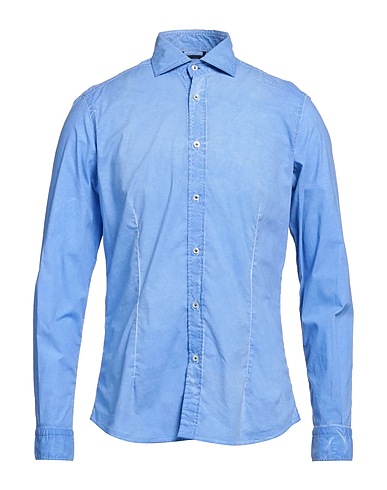 PLOUMANAC'H Solid color shirt Azure 97% Cotton, 3% Elastane